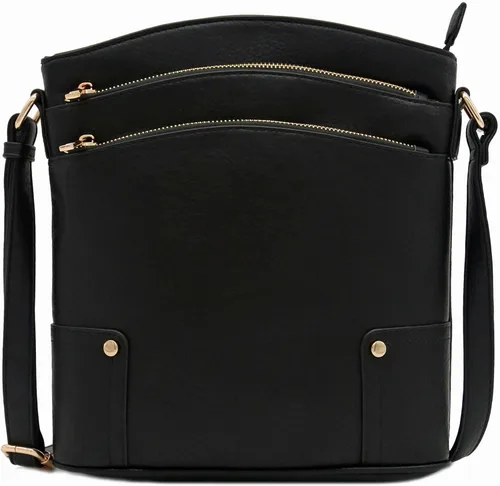 Vista 65 de Bolso cruzado grande con triple bolsillo con cremallera.