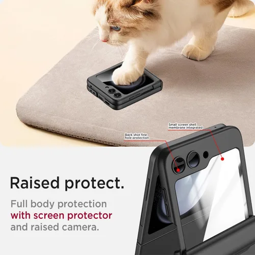 Vista 3 de Miimall Funda para Samsung Galaxy Z Flip 5 con protección de bisagra, [protector de pantalla integrado] Funda de cuerpo completo de policarbonato