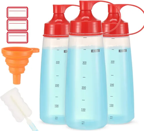 Vista 16 de Botella exprimidora de condimentos para salsas de boca ancha, botellas de plástico para condimentos, pintura, salsa de tomate, mostaza, aceite