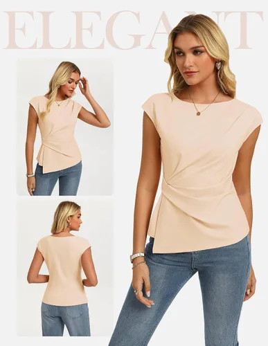 Vista 2 de GRACE KARIN Tops de verano 2026 para mujer, camisa elegante con peplum