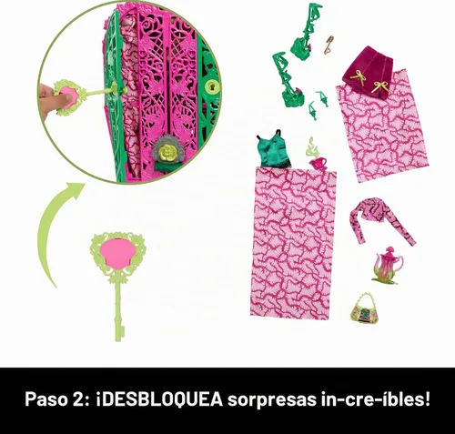Vista 4 de Set de muñeca y accesorios Monster High Skulltimate Secrets, Venus McFlytrap de Garden Mysteries con armario revelable y más de 19 sorpresas