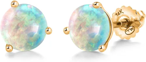Vista 93 de Gem Stone King Aretes de Martini de oro amarillo de 14 quilates Aretes de tuerca de 3 puntas para mujeres y hombres Redondos de 0.236 pulgadas