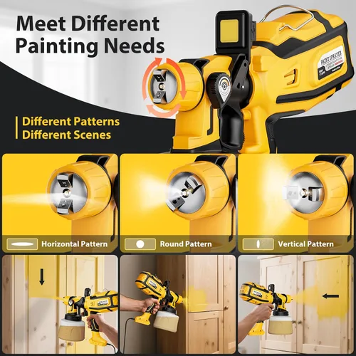 Vista 4 de Pulverizador de Pintura para Pintura de Casa, Pulverizador de Pintura con Potente Motor de Cobre de 1000W, Contenedor de 1400ml (47oz), 6 Boquillas