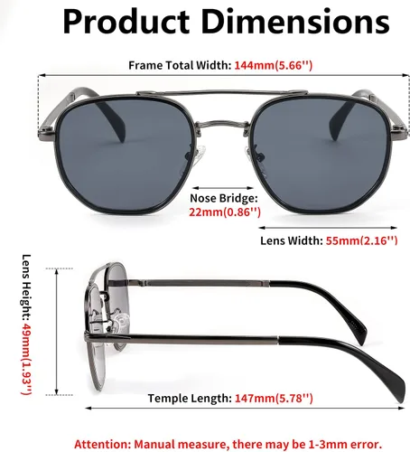 Vista 23 de FEISEDY Gafas de sol Aviador Hombres Mujeres 70s Gafas de sol Cuadrado Marco UV400 Protección B2953