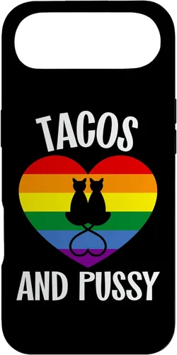 Vista 26 de Funda Queer para iPhone 14 Pro Max Lesbian Pride Stuff Tacos y Pussy Cats