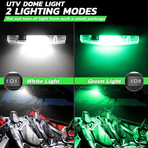 Vista 2 de Nibright UTV - Luz interior de cúpula para UTV, accesorios universales para UTV, Polaris RZR Ranger Can-Am Defender, ATV, camión, automóvil Verde: 2