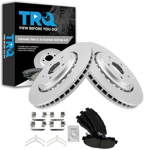 Vista 89 de TRQ Juego de pastillas de freno delantero y rotores con revestimiento de cerámica compatible con Jeep Compass Patriot 2017