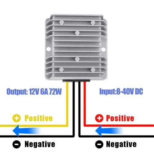 Vista 4 de Convertidor reductor, convertidor de voltaje de 8V-40V a 12V 6A, Convertidor de 72 W CC a CC, módulo regulador de voltaje impermeable con protección