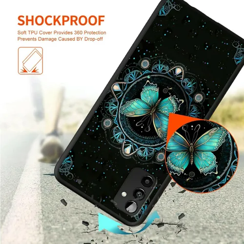 Vista 3 de Rossy Funda para teléfono Galaxy A13 5G para Samsung A13 5G 2022 con patrón de mariposa azul artístico para mujeres y hombres, funda delgada y suave