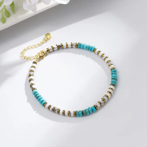 Vista 6 de XIJIN Pulseras pequeñas de cuentas de piedra para mujeres y hombres, hechas a mano, pulsera de piedra colorida, joyería, regalos de cumpleaños