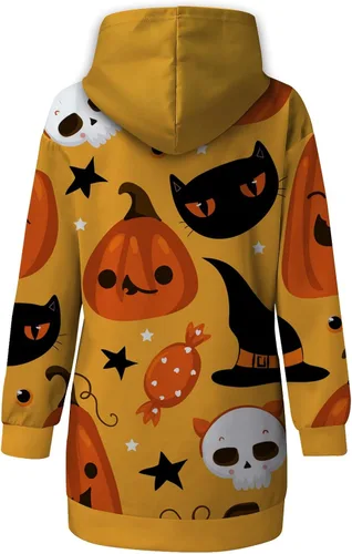 Vista 4 de Vestido de Halloween para mujer 2022 con capucha para otoño e invierno
