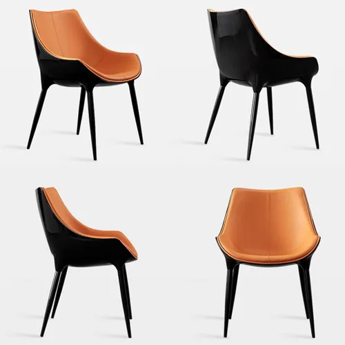 Vista 4 de LICOME Modern Modern Design Dining Chairs Kitchen Living Room Chairs Leather High Back Padded Soft Seat Accent Chairs Tapered Steel Feet Easy to