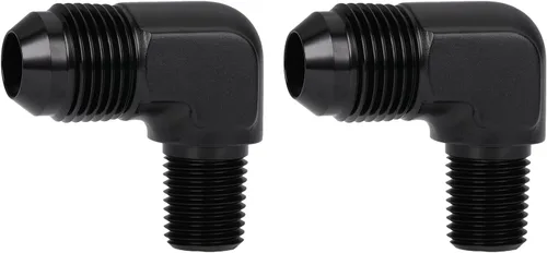 Vista 6 de 3AN macho Flare a 1/4 NPT tubo macho 90 grados codo adaptador unión aluminio negro