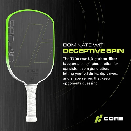 Vista 6 de CORE Pickleball - Paletas de pickleball de fibra de carbono - Aprobadas por USAPA - Modelos PRO y de entrada - Empuñadura de confort acolchada
