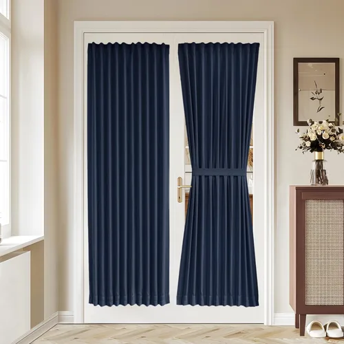 Vista 28 de Vatge Cortinas laterales autoadhesivas para puertas de cristal, sin taladro, extraíble, panel de filtrado de luz, 1 panel, 12 pulgadas de ancho x 60