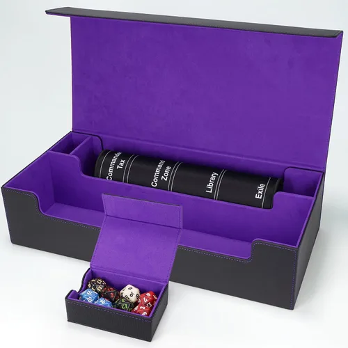 Vista 17 de AFIING MTG Caja de Mazo para Commander Display, Caja de Cartas que Cabe 100 Cartas con Doble Funda, Caja de Almacenamiento Magic Commander TCG con 2