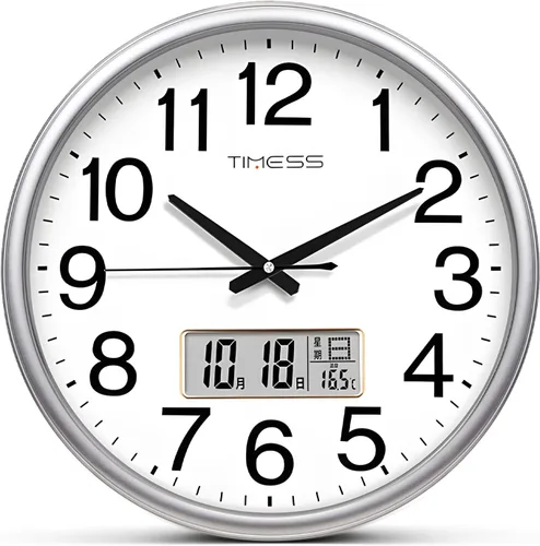 Vista 13 de Reloj de pared TIMESS, acabado clásico estilo madera, de 11 pulgadas, silencioso, sin tictac, funciona con pilas, de cuarzo, analógico