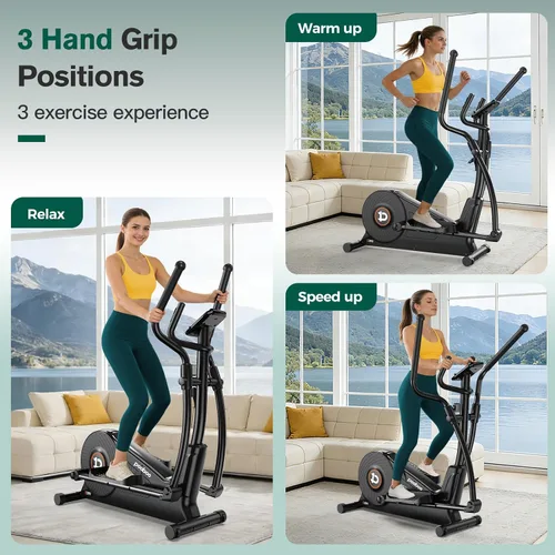 Vista 5 de pooboo Elliptical Exercise Machine,Elliptical Machine for Home with Hyper-Quiet Magnetic Driving System&LCD Monitor, Elliptical Trainers with