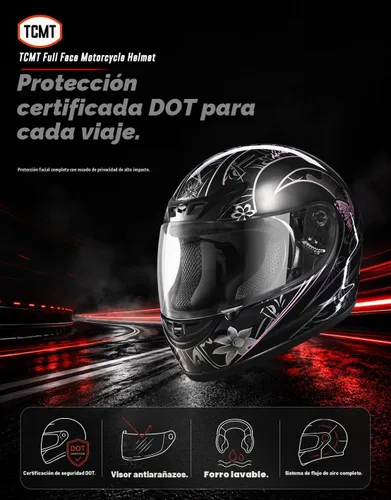 Vista 2 de TCMT Full Face Motorcycle Helmet for Adults Men Women
