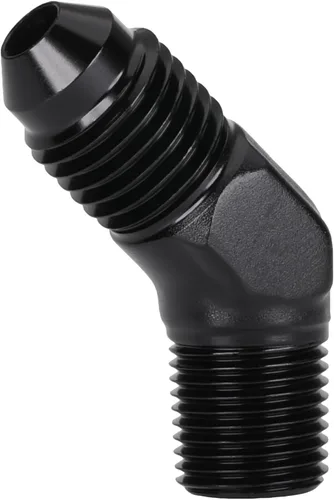 Vista 49 de 3AN macho Flare a 1/4 NPT tubo macho 90 grados codo adaptador unión aluminio negro