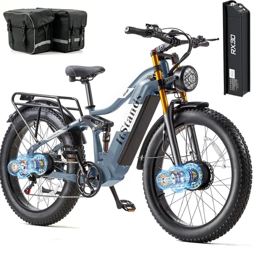 Vista 18 de 2026 AWD Electric Bike for Adults Dual Motor 5000W/3000W/1500W Peak 40MPH/32MPH Fast Ebike, Up to 70 /90 /160 Miles Long Range, 26" Full Suspension