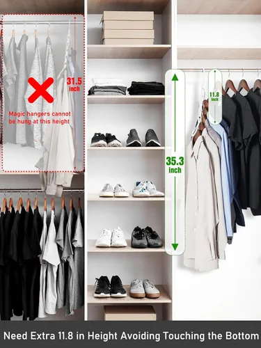 Vista 7 de HOUSE DAY Perchas mágicas blancas que ahorran espacio, ganchos de percha inteligentes premium, perchas en cascada resistentes con 5 agujeros