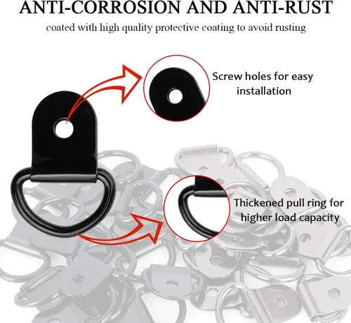 Vista 3 de KVAEY 10 piezas de anillos en D pequeños de acero para amarre, anillo de amarre de acero resistente para carga, punto de anclaje de anillo en D