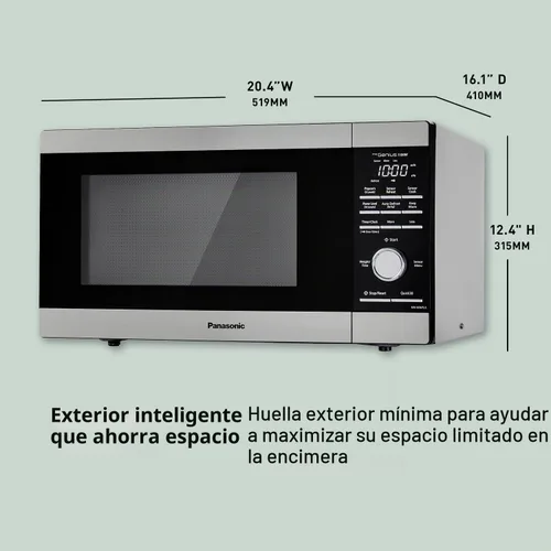 Vista 4 de Panasonic Horno de microondas, 1,3 pies cúbicos 1100W de encimera con sensor Genius de cocción y descongelamiento automático - NN-SD67LS
