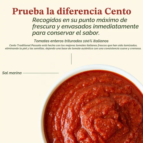 Vista 3 de Cento Puré de tomate Passata, 24 onzas (paquete de 6)