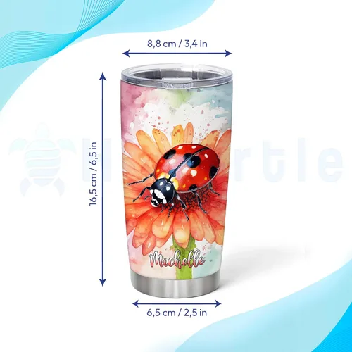 Vista 5 de Hyturtle Regalos personalizados para amantes de las mariquitas – Just A Girl Who Loves Ladybugs - Vaso de acero inoxidable personalizado de 20 onzas