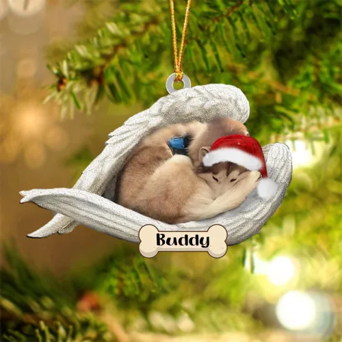 Vista 58 de Afghan Hounds - Adorno de Navidad con alas de ángel durmiente, recuerdo personalizado para perros 2024, adorno de forma acrílica, regalos
