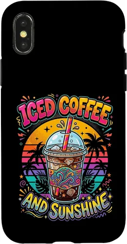 Vista 5 de Iced Coffee Sunshine Palm Trees Retro Summer Drink Case for iPhone 17