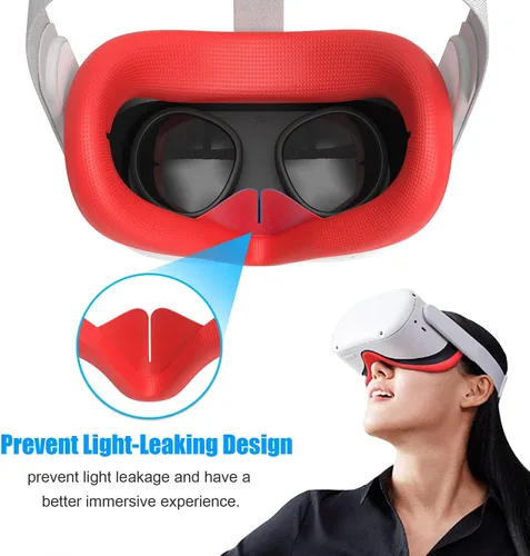 Vista 5 de LEABBY 4Pcs VR Silicone Face Cover Compatible with Oculus Quest 2Light-Thin VR Face PadsWaterproof Anti-Dirty Replacement Facial Cushion VR Pads