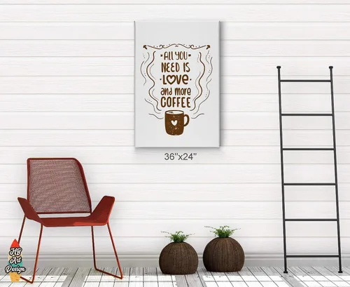 Vista 4 de Café Decor V44 - Lienzo decorativo para pared, diseño de cafeína