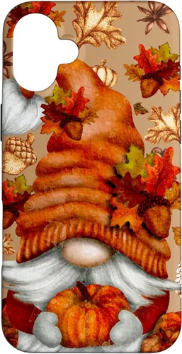 Vista 23 de Brown Fall Themed Gnome Pumpkin Cute Pattern Autumn Leaves Case for iPhone 16
