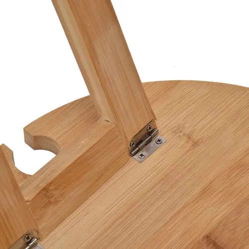 Vista 9 de Mesa de picnic plegable portátil, mesa de madera plegable al aire libre con soporte para copa de vino para senderismo, camping, cena