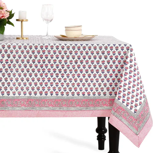 Vista 15 de CPC - Mantel cuadrado 100% algodón, 60 x 60 pulgadas, estampado de bloques indios, mantel para bodas, primavera/verano, barbacoa, verde ágata
