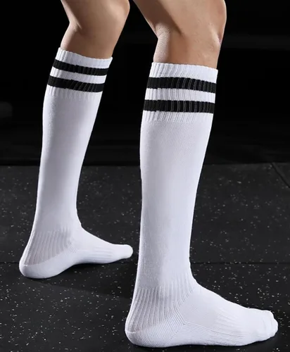 Vista 4 de 10 pares de calcetines de fútbol elásticos hasta la rodilla, calcetines coloridos de fútbol atlético para hombres, mujeres y adolescentes
