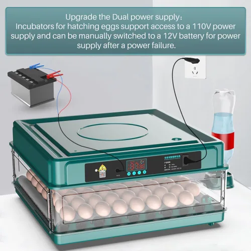 Vista 5 de Incubadora automática de huevos de 12 a 38 huevos digital con giro automático de huevos, control de temperatura y humedad, iluminación LED eficiente