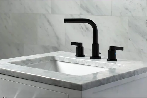 Vista 6 de Fauceture FSC8950NDL - Grifo de baño extendido de 8 pulgadas con drenaje emergente, color negro mate Mate negro