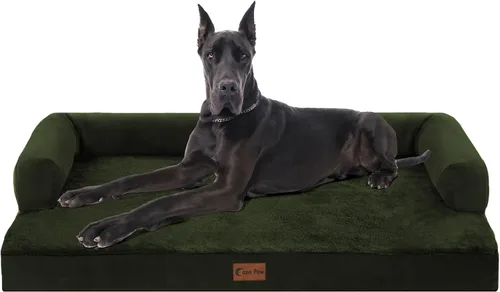 Vista 65 de Cama ortopédica para perros extragrandes, cama de espuma XL con forma de caja de huevos impermeable con lados 45x35 pulgadas, cama de sofá