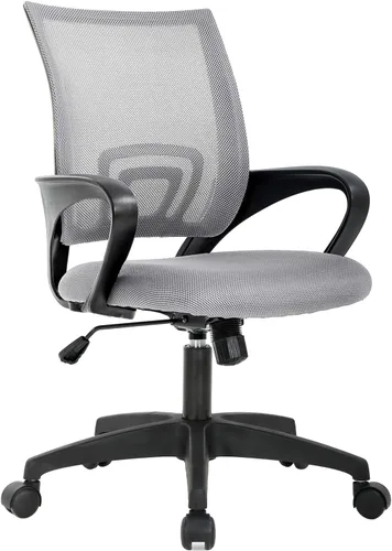 Vista 23 de BestOffice Silla de Oficina Ergonómica Silla Giratoria de Escritorio de Respaldo Medio Respaldo y Soporte Lumbar Transpirable Altura Negro