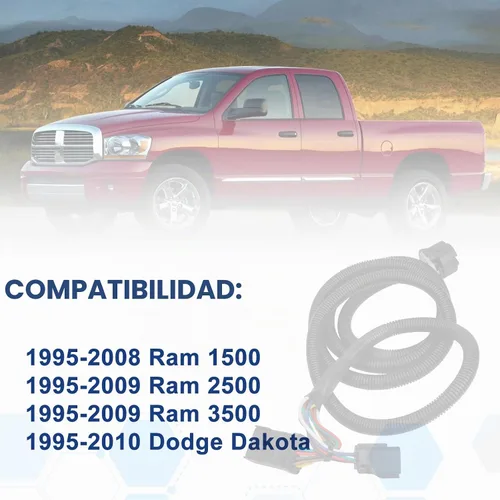 Vista 2 de MITZONE Extensión de arnés de cableado de remolque de caja de camión de 7 pies y 7 pines compatible con Dodge Ram 1995-2009 1500 2500 3500 1995-2010
