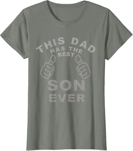 Vista 14 de Camiseta con texto en inglés "This Dad Has the Best Son Ever", regalo del día del padre, Negro