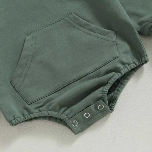 Vista 5 de Hoanselay Mameluco básico de manga larga con bolsillo liso para recién nacido, para otoño
