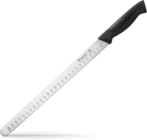Vista 18 de Cuchillo de chef de 8 pulgadas con borde Granton para rebanar jamón y carne de pavo Certificado NSF Hoja de acero inoxidable alemán Mango