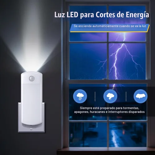 Vista 2 de Luz LED 4 en 1 para corte de energía en el hogar, luz blanca, paquete de 6 Blanco