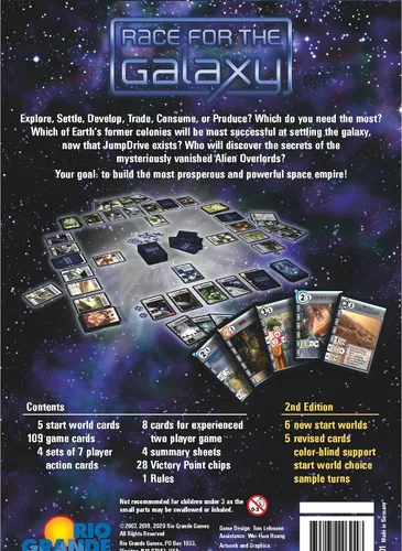 Vista 2 de Rio Grande Games Race for the Galaxy - Juego de cartas de estrategia, 2-4