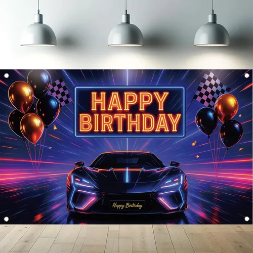 Vista 9 de Fondo de cumpleaños de Monster Truck, 70.8 x 43.3 pulgadas, poliéster, multicolor, cumpleaños, incluye telón de fondo con temática de camión