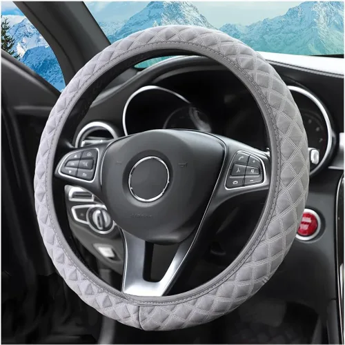 Vista 7 de Funda elástica para volante zipelo de 15 pulgadas, microfibra transpirable de seda de hielo, universal, antideslizante, para automóvil, cálida